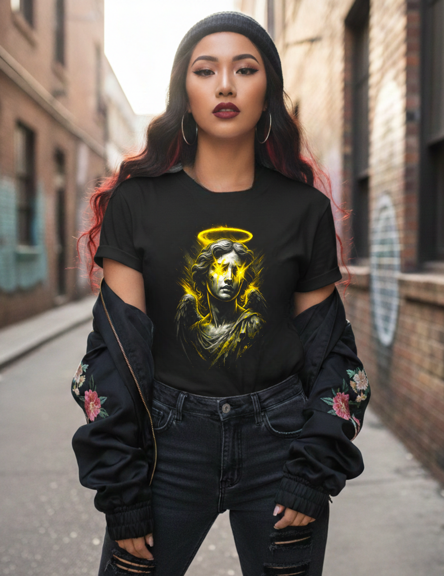 Golden Halo Angel Graphic Tee – Urban Streetwear Aesthetic T-Shirt