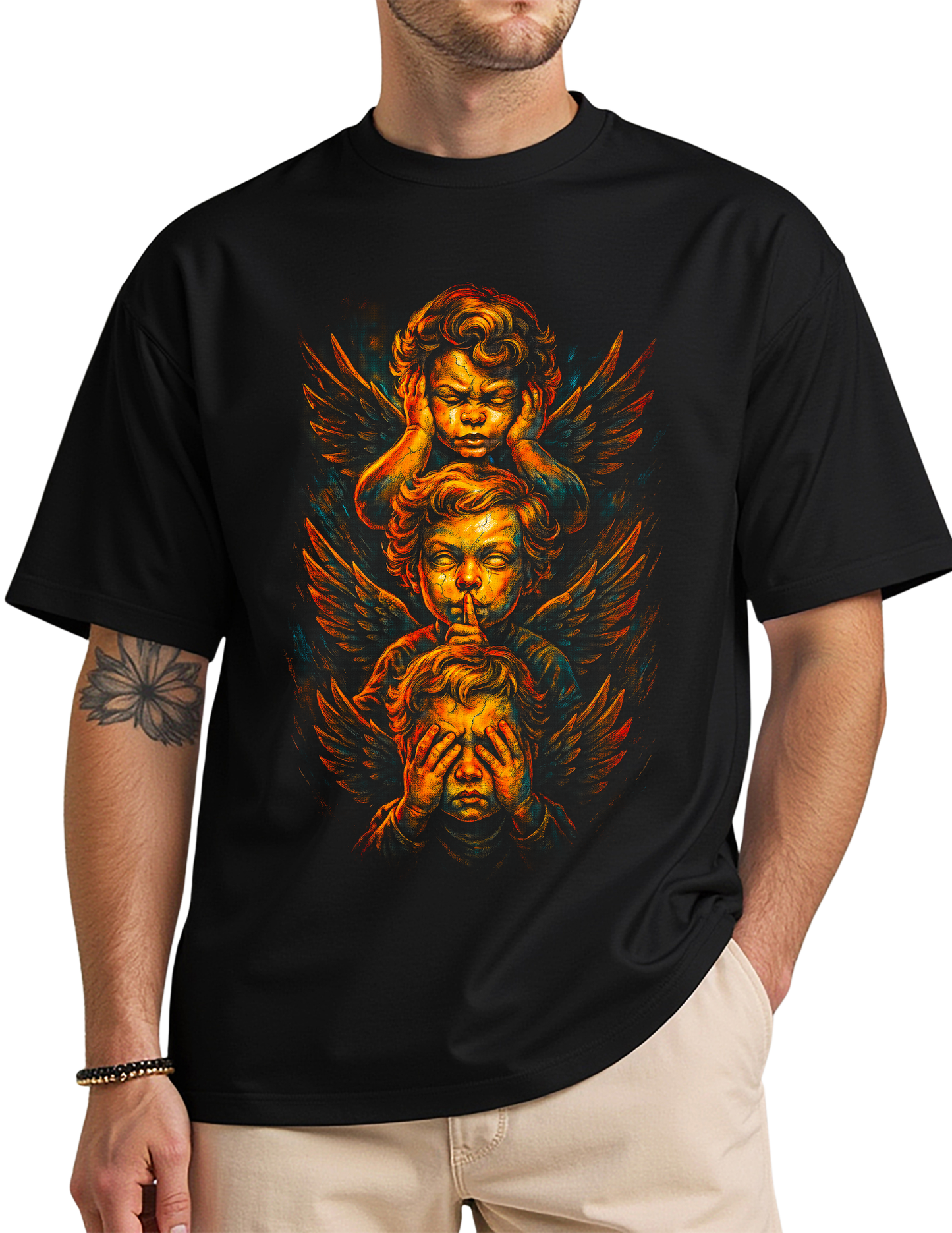 "See No Evil, Hear No Evil, Speak No Evil" DTF Graphic T Shirt
