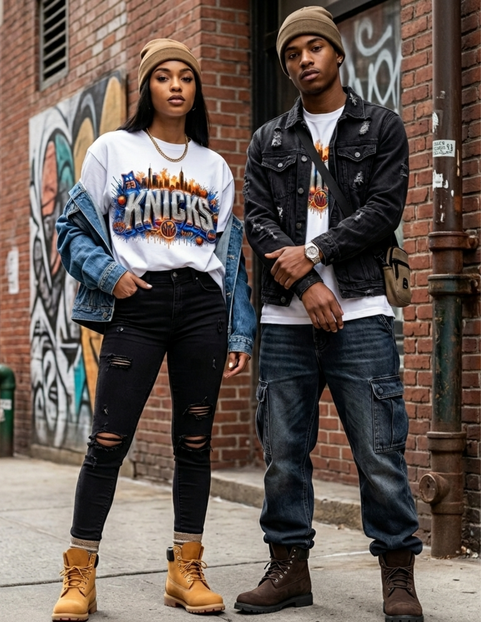 NY Basketball Skyline Graphic Tee - Gildan Custom DTF Print Streetwear Shirt