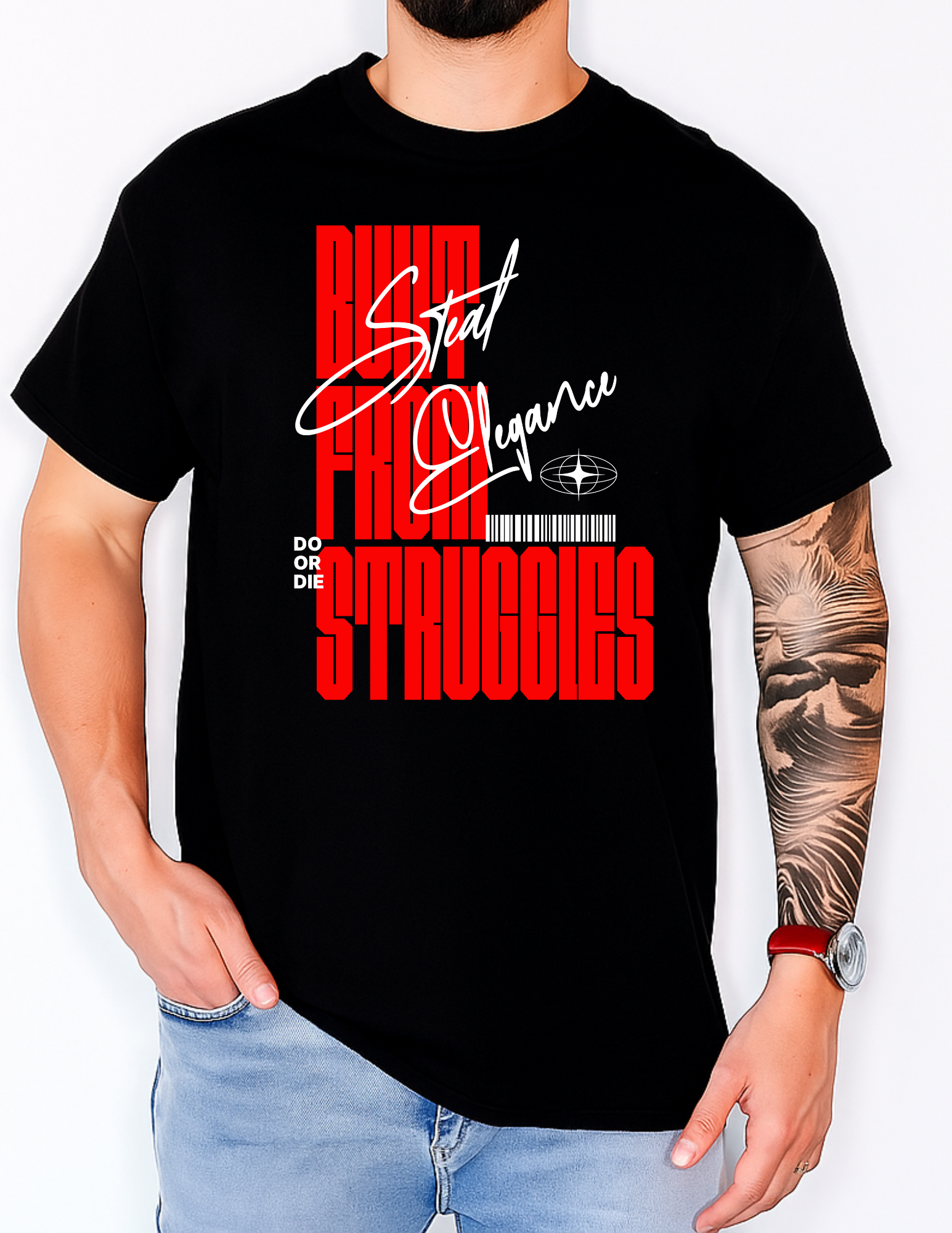 Built From Struggles – Street Elegance Hustle Graphic T-Shirt