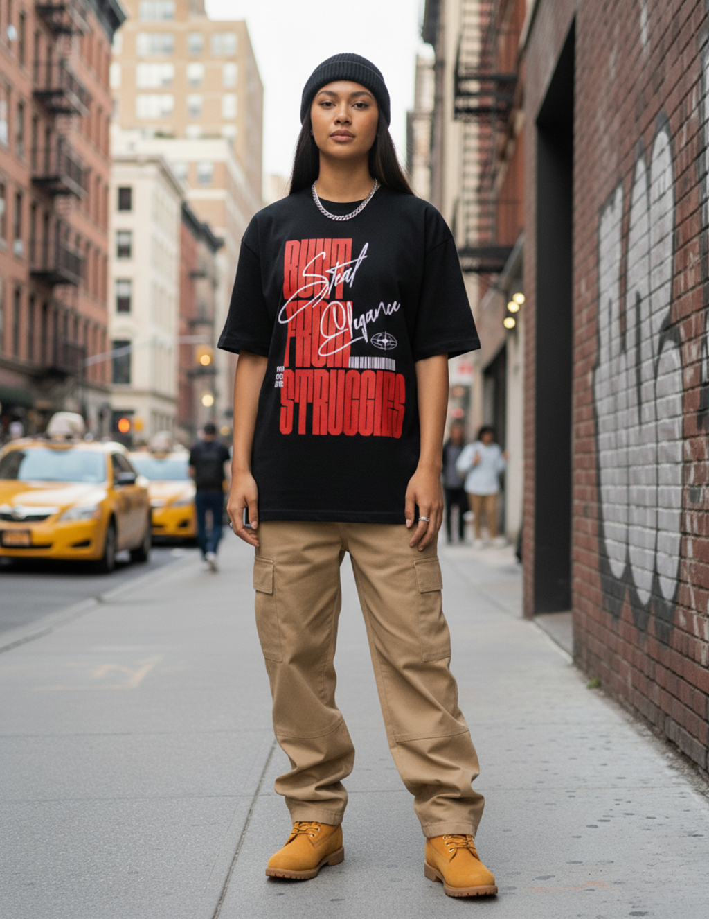 Built From Struggles – Street Elegance Hustle Graphic T-Shirt